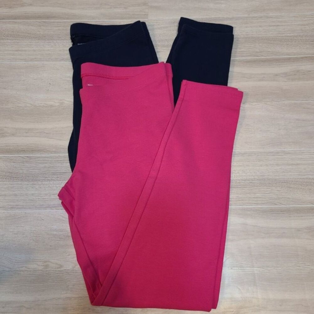 Member's Mark Girls Leggings 2 Pack Large 10 12 Pink Navy Blue Cotton Stretch